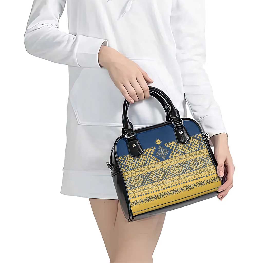 Latvia Jani Midsummer Shoulder Handbag Blue Gold Latvijas Auseklis LT7