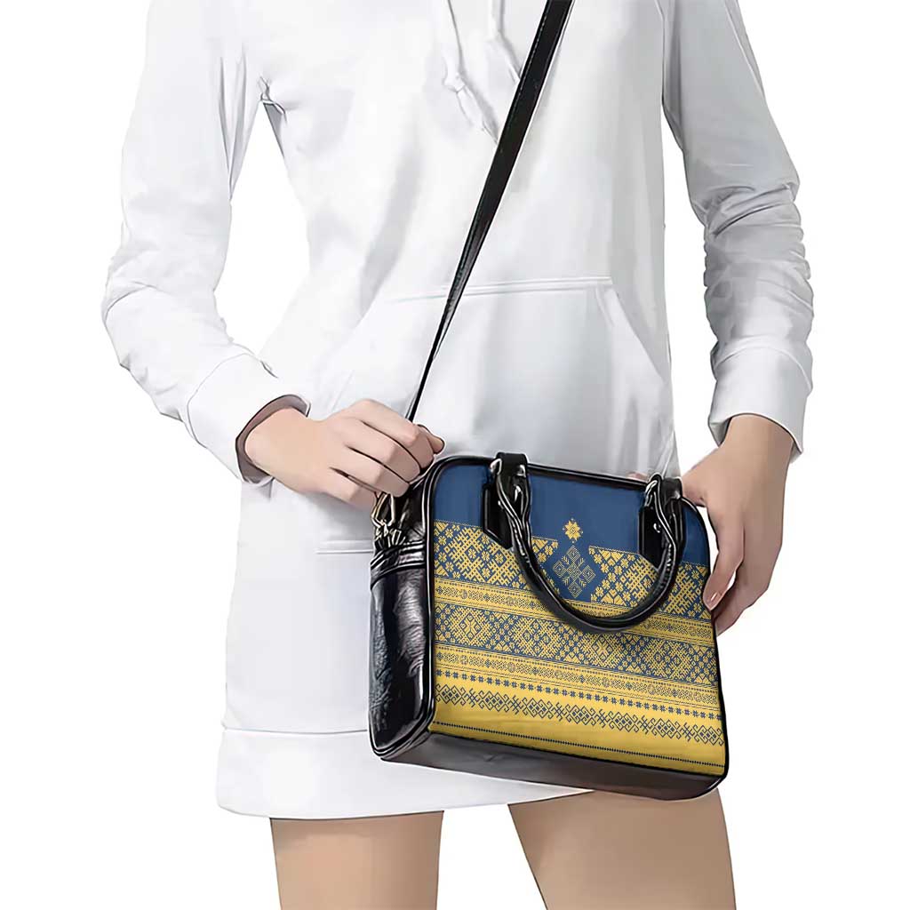 Latvia Jani Midsummer Shoulder Handbag Blue Gold Latvijas Auseklis LT7