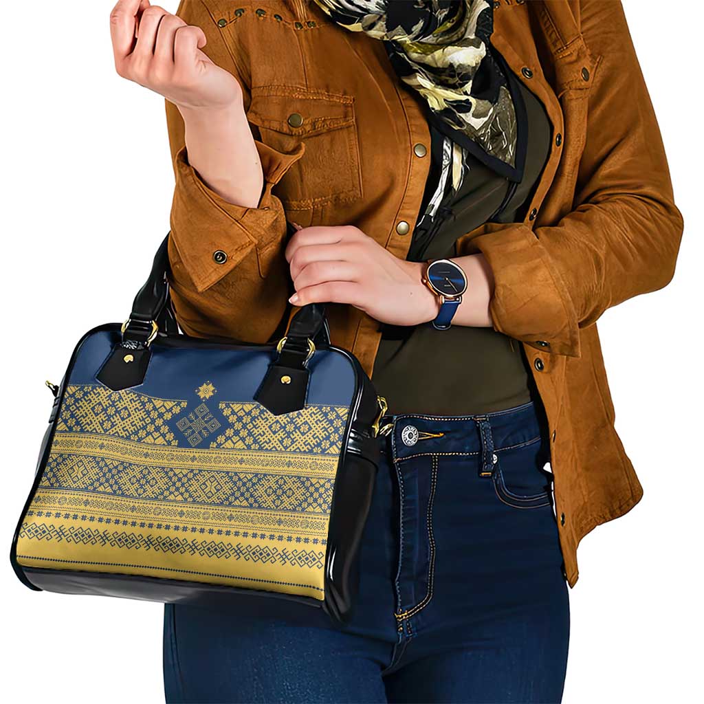 Latvia Jani Midsummer Shoulder Handbag Blue Gold Latvijas Auseklis LT7