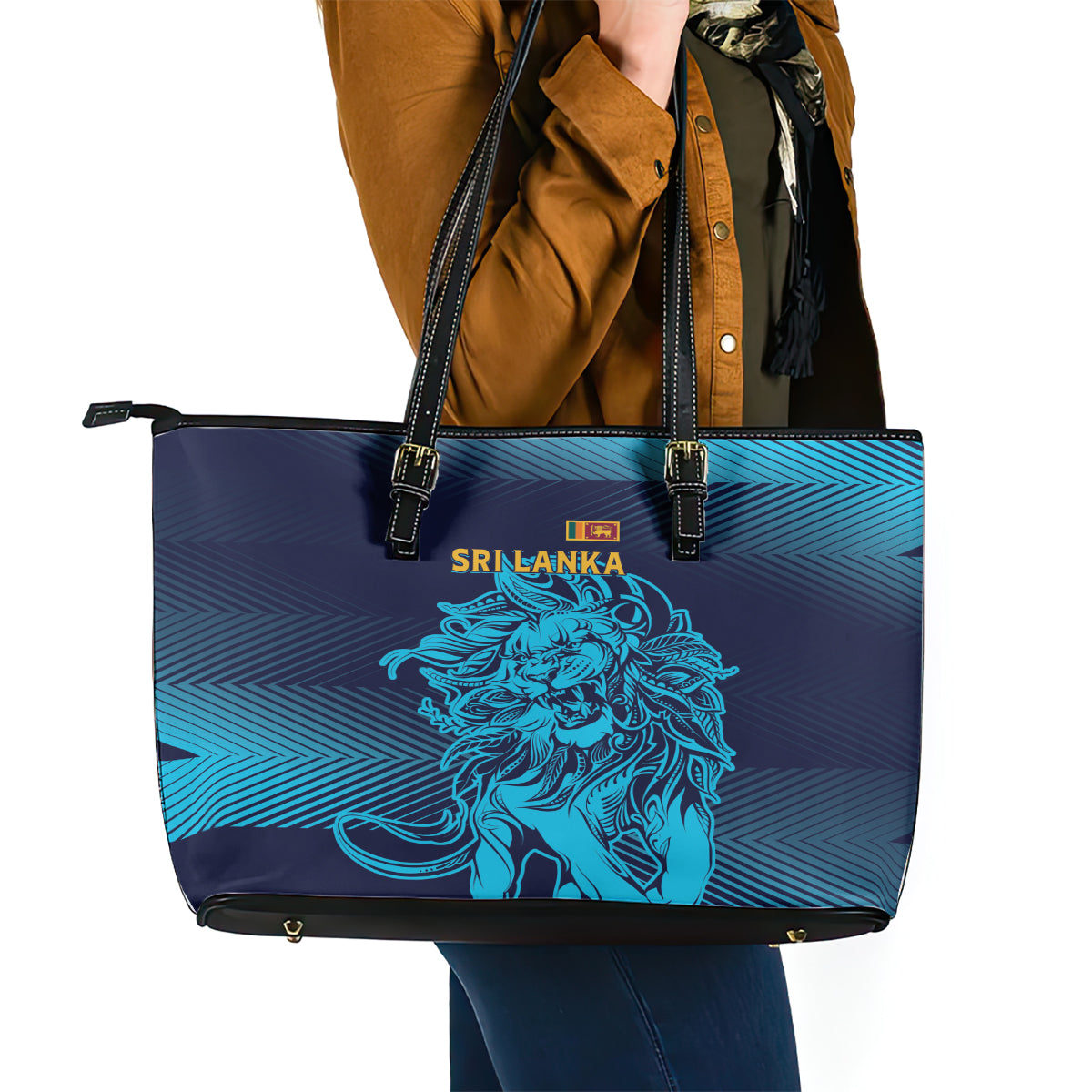 Sri Lanka Cricket Lion World Cup 2024 Leather Tote Bag Gradient Inspiration LT7