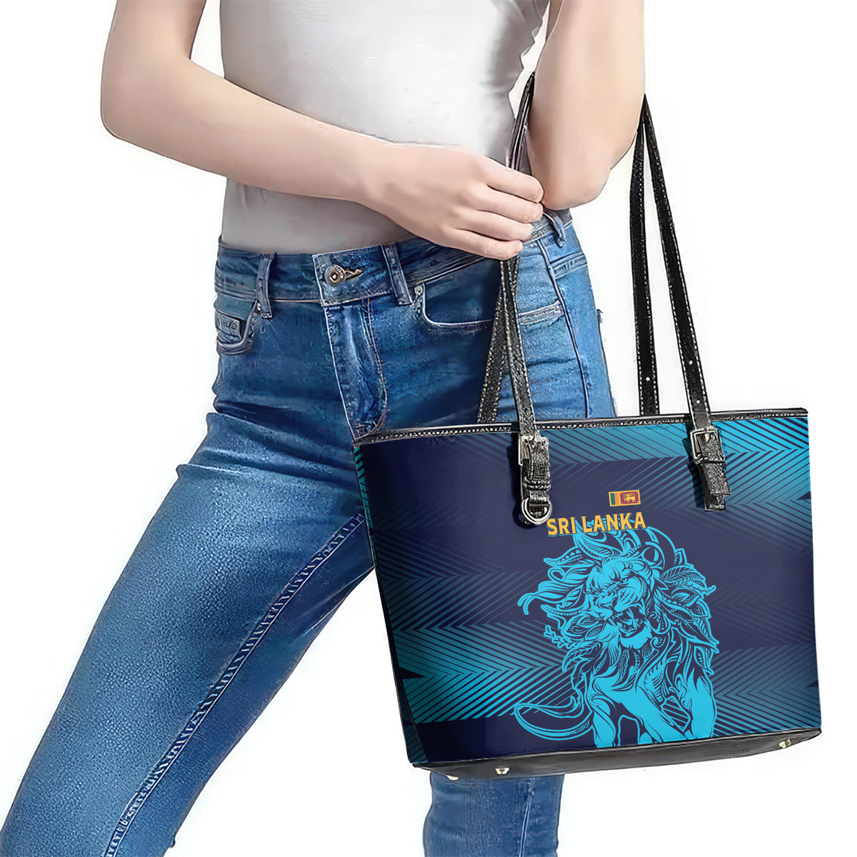 Sri Lanka Cricket Lion World Cup 2024 Leather Tote Bag Gradient Inspiration LT7