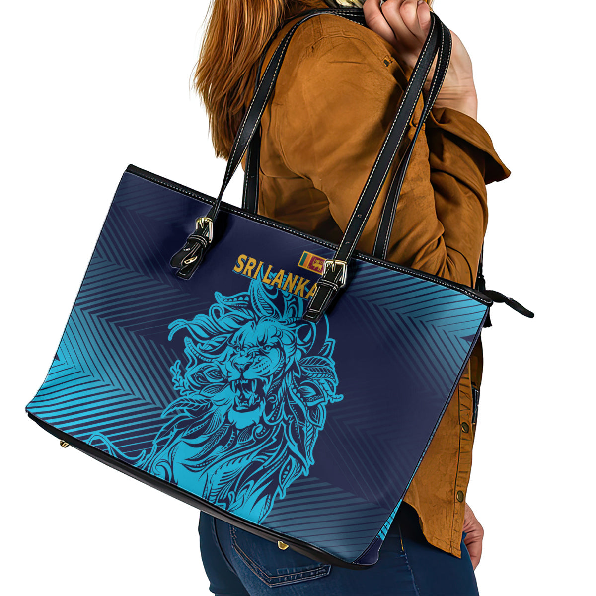 Sri Lanka Cricket Lion World Cup 2024 Leather Tote Bag Gradient Inspiration LT7