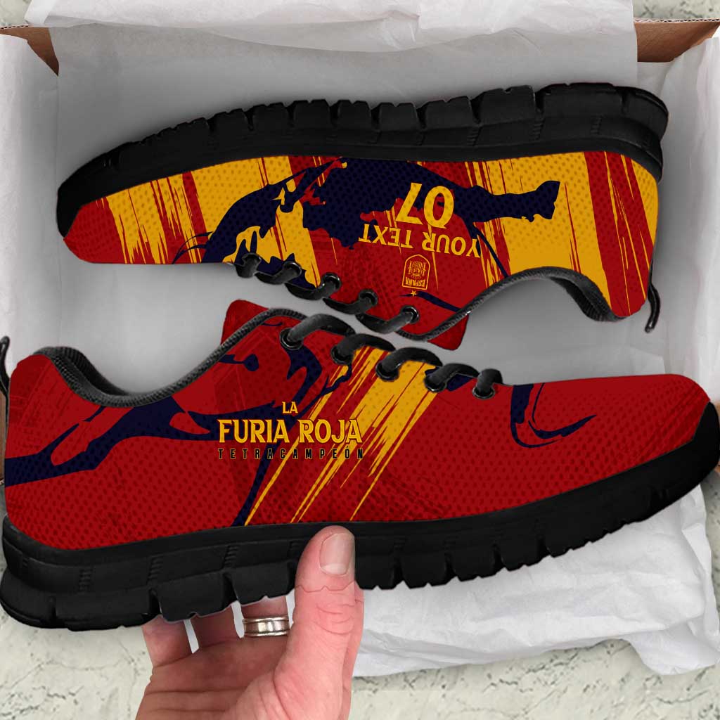 Spain La Furia Roja Custom Sneakers 2024 Tetracampeon Espana LT7
