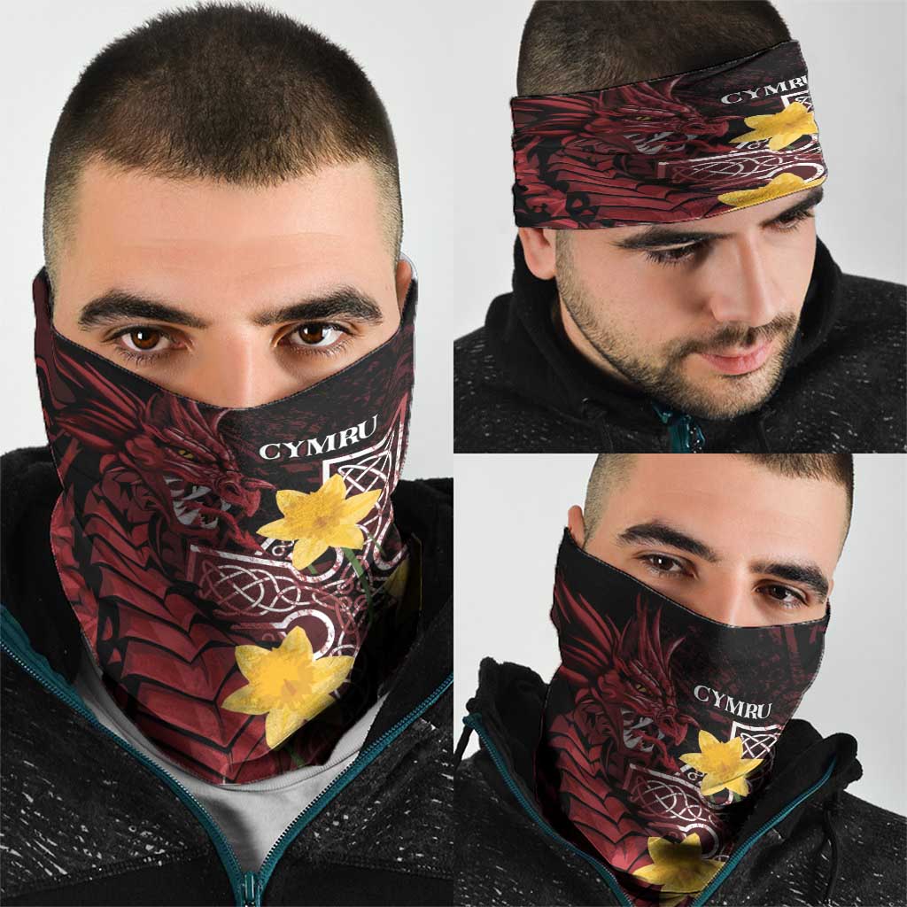 Wales Cymru Am Byth Neck Gaiter Welsh Dragon with Celtic Cross LT7