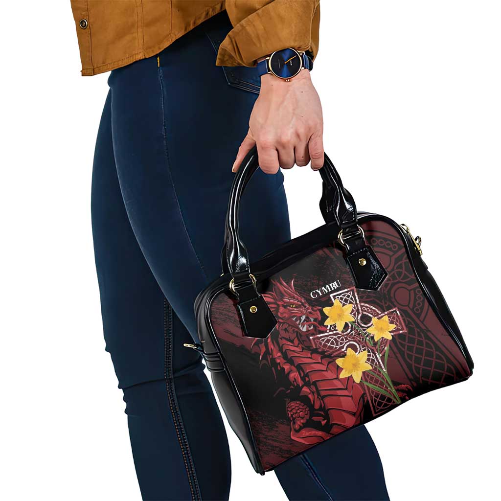 Wales Cymru Am Byth Shoulder Handbag Welsh Dragon with Celtic Cross LT7