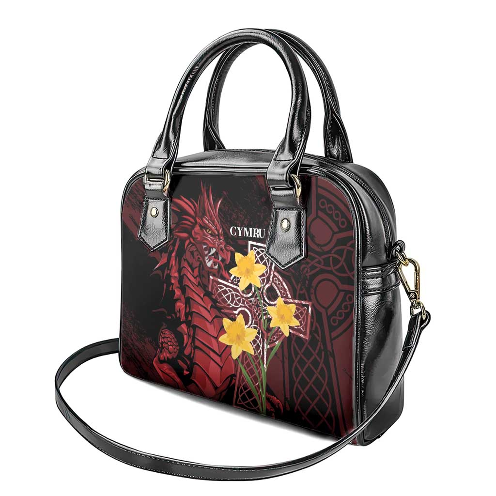 Wales Cymru Am Byth Shoulder Handbag Welsh Dragon with Celtic Cross LT7