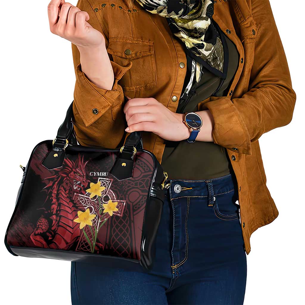 Wales Cymru Am Byth Shoulder Handbag Welsh Dragon with Celtic Cross LT7