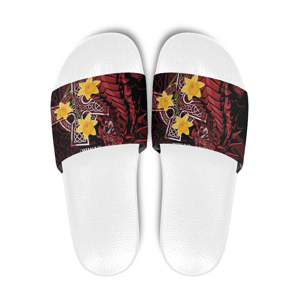 Wales Cymru Am Byth Slide Sandals Welsh Dragon with Celtic Cross LT7