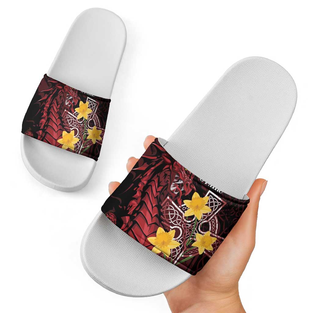 Wales Cymru Am Byth Slide Sandals Welsh Dragon with Celtic Cross LT7