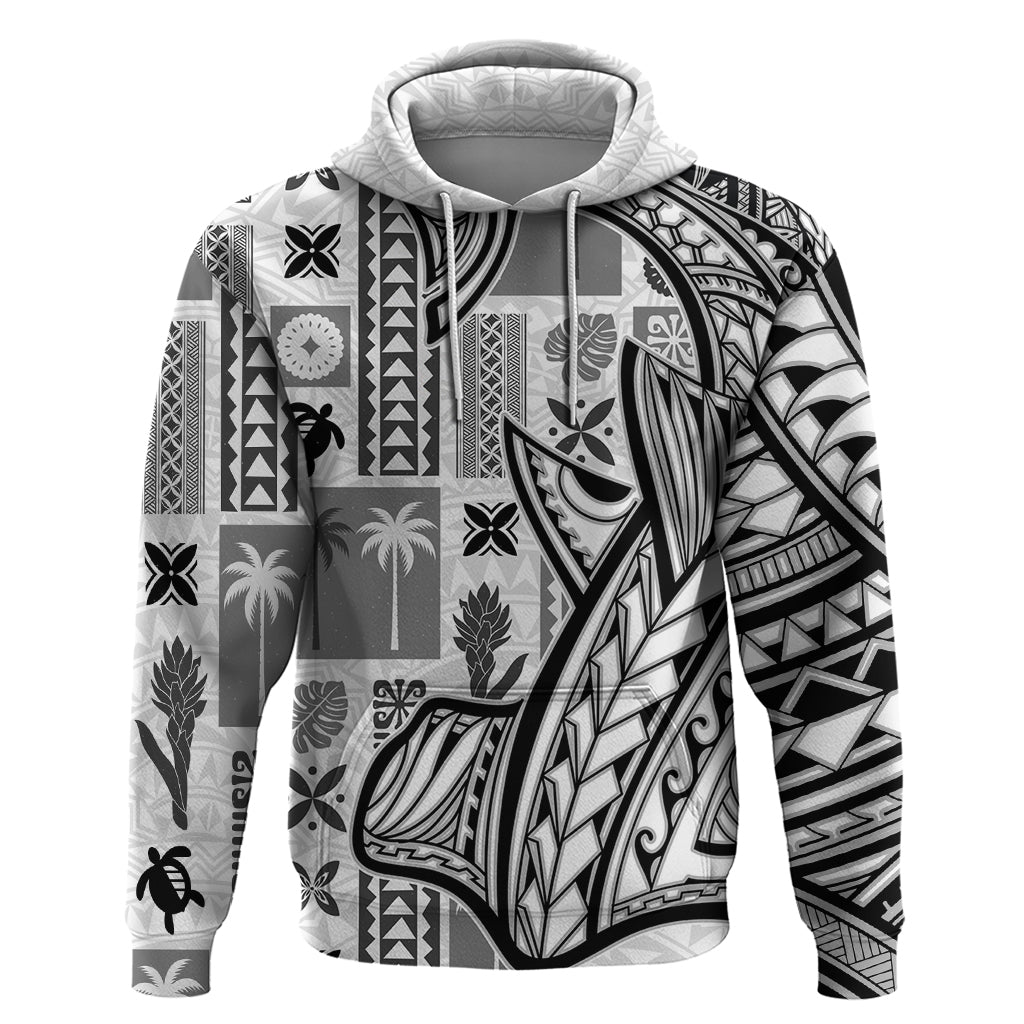Samoa Tapa Hoodie Siapo Mix Tatau Patterns - White LT7