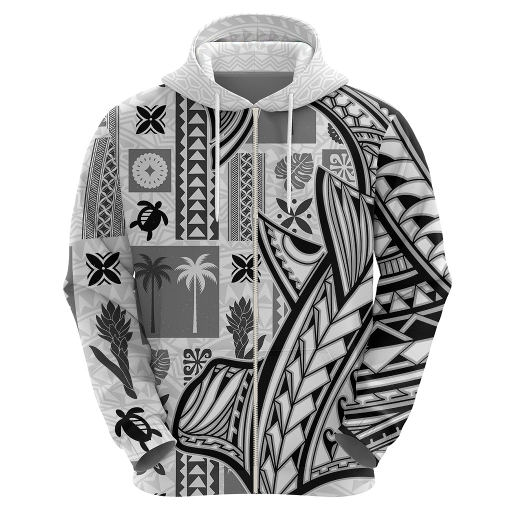 Samoa Tapa Hoodie Siapo Mix Tatau Patterns - White LT7