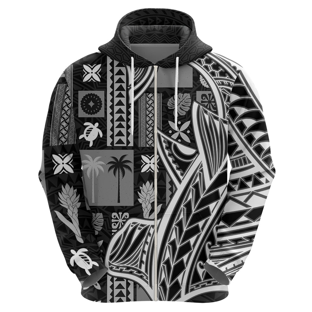 Samoa Tapa Hoodie Siapo Mix Tatau Patterns - Black LT7