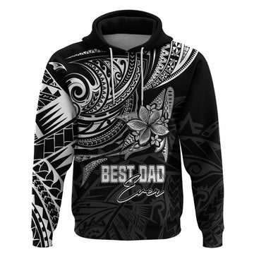 Personalised Father's Day Polynesian Hoodie Best Dad Ever - Black LT7