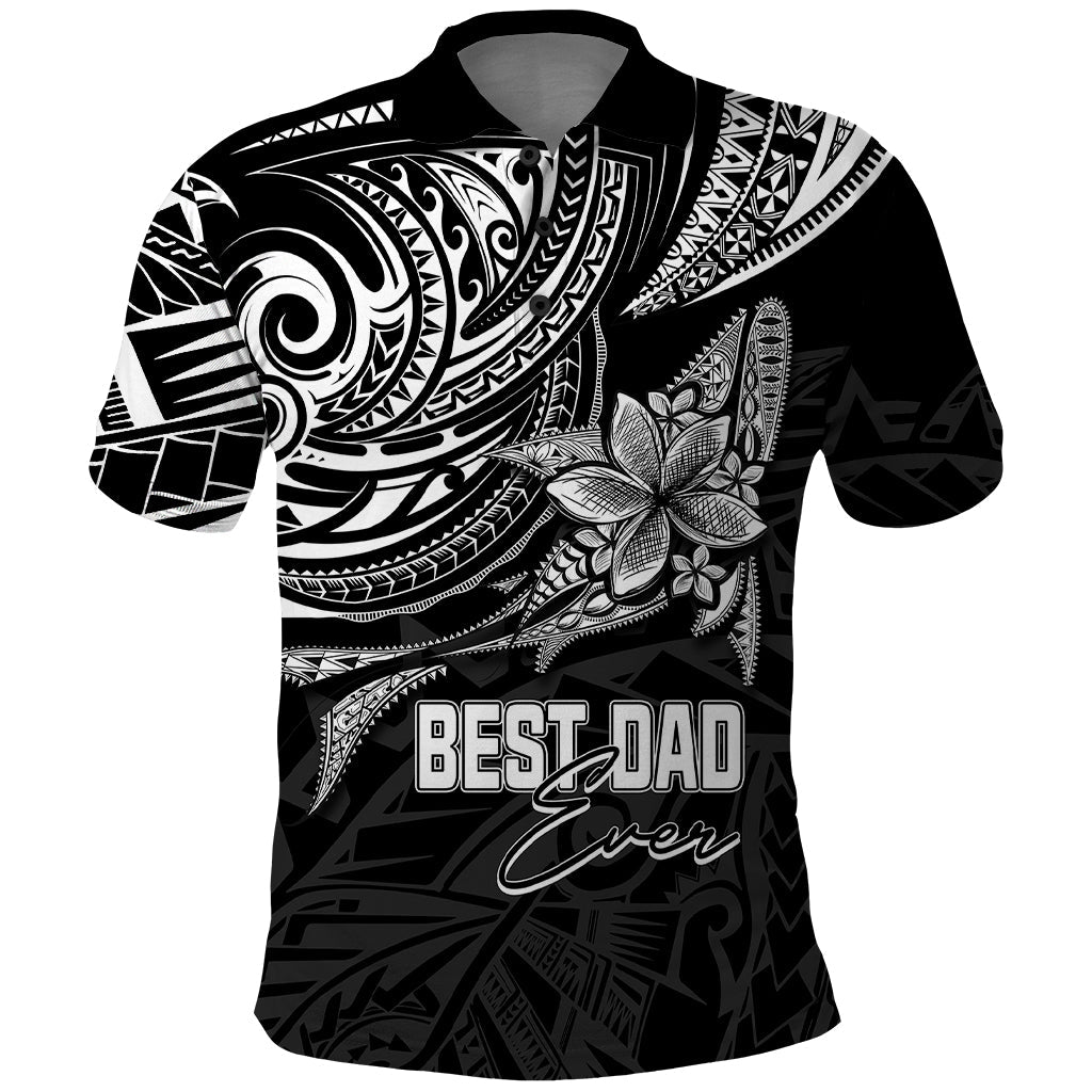 Custom Fathers Day Polynesian Polo Shirt Best Dad Ever Black LT7