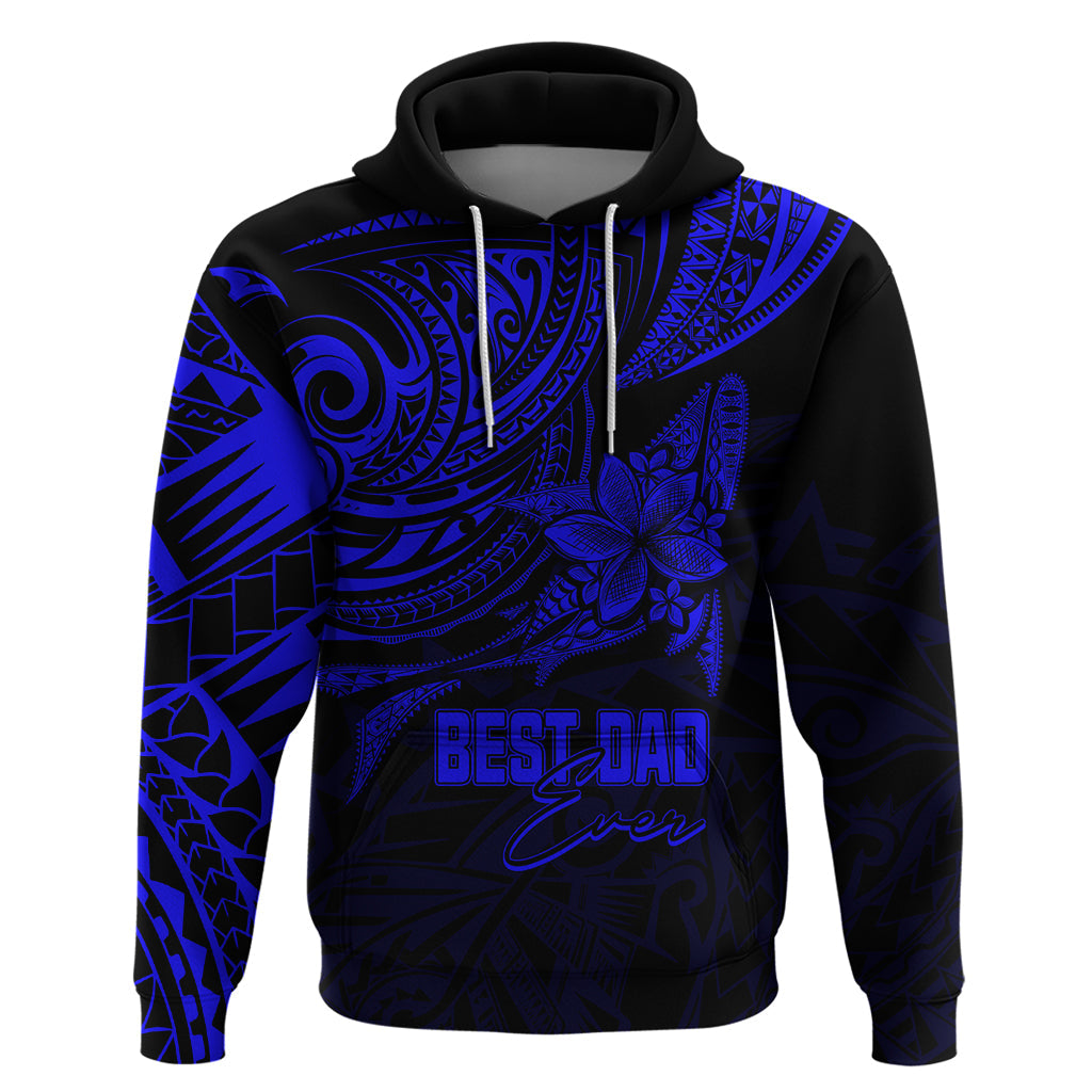 Personalised Father's Day Polynesian Hoodie Best Dad Ever - Blue LT7