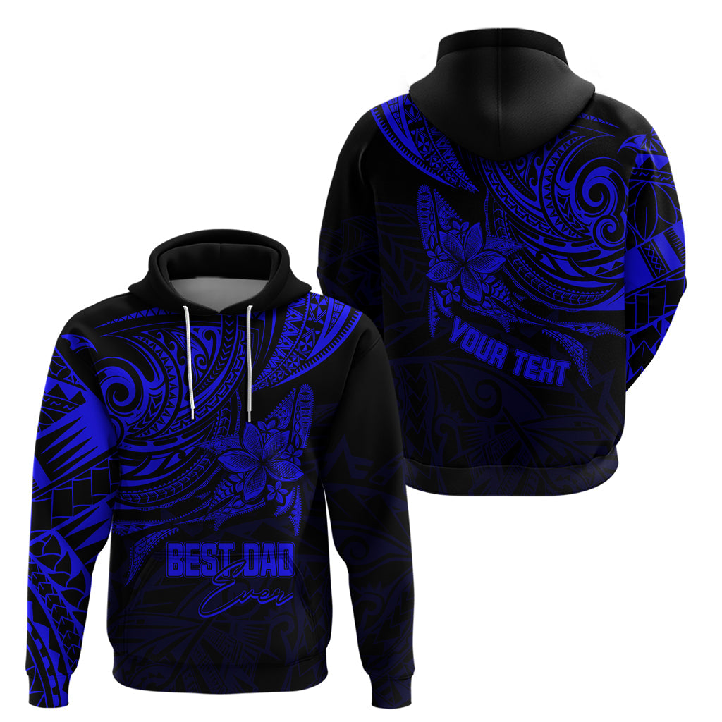 Personalised Father's Day Polynesian Hoodie Best Dad Ever - Blue LT7