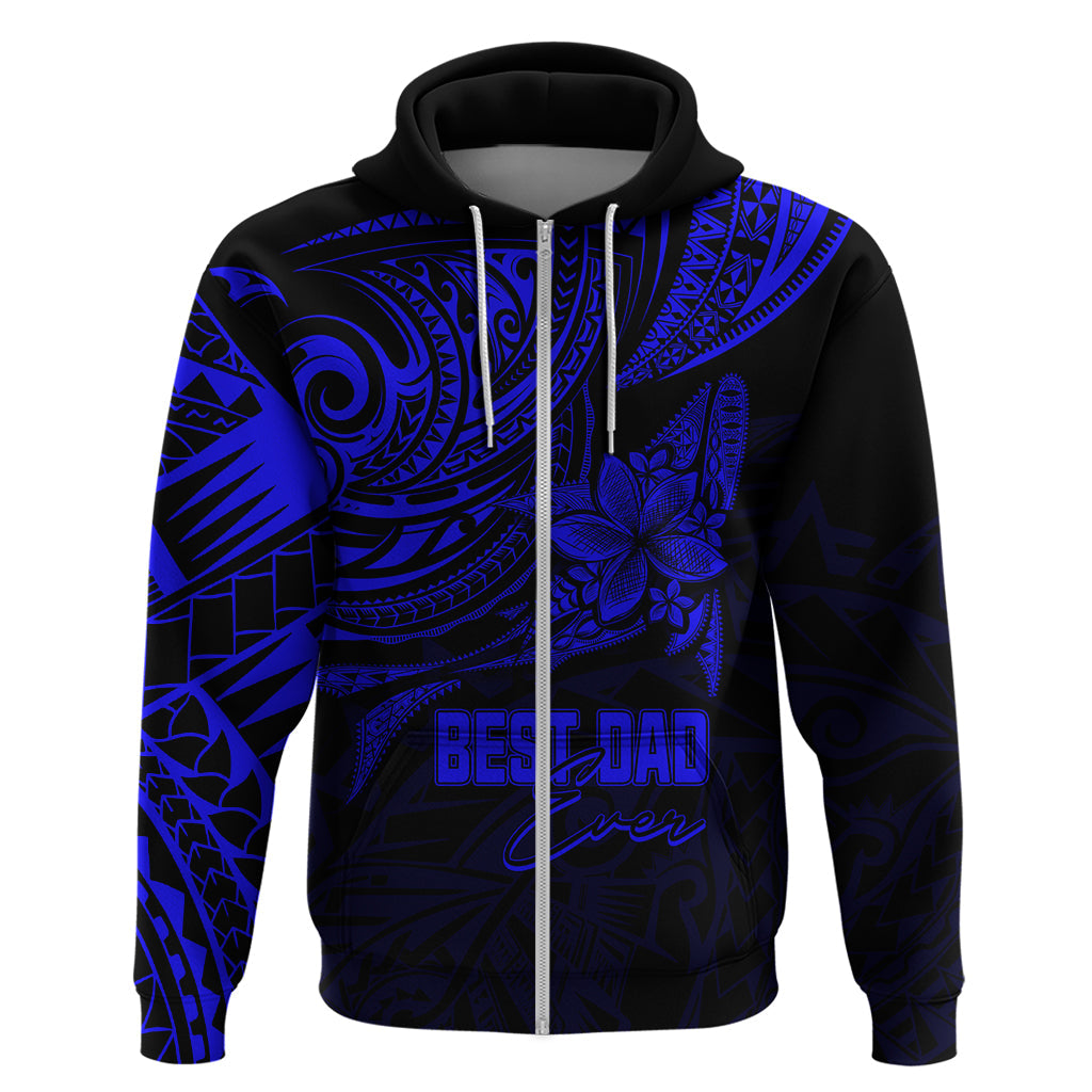 Personalised Father's Day Polynesian Hoodie Best Dad Ever - Blue LT7