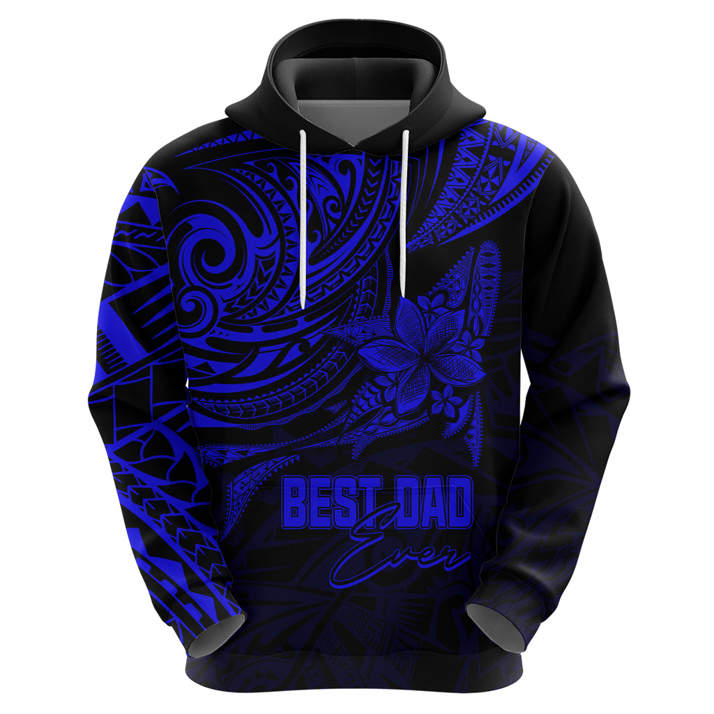 Personalised Father's Day Polynesian Hoodie Best Dad Ever - Blue LT7