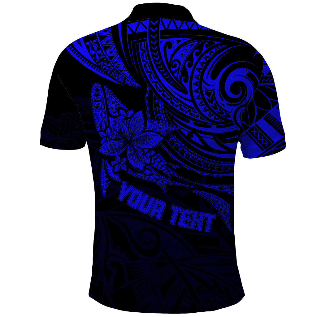 Custom Fathers Day Polynesian Polo Shirt Best Dad Ever Blue LT7