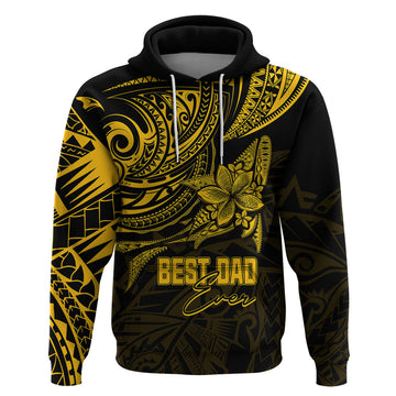 Personalised Father's Day Polynesian Hoodie Best Dad Ever - Gold LT7