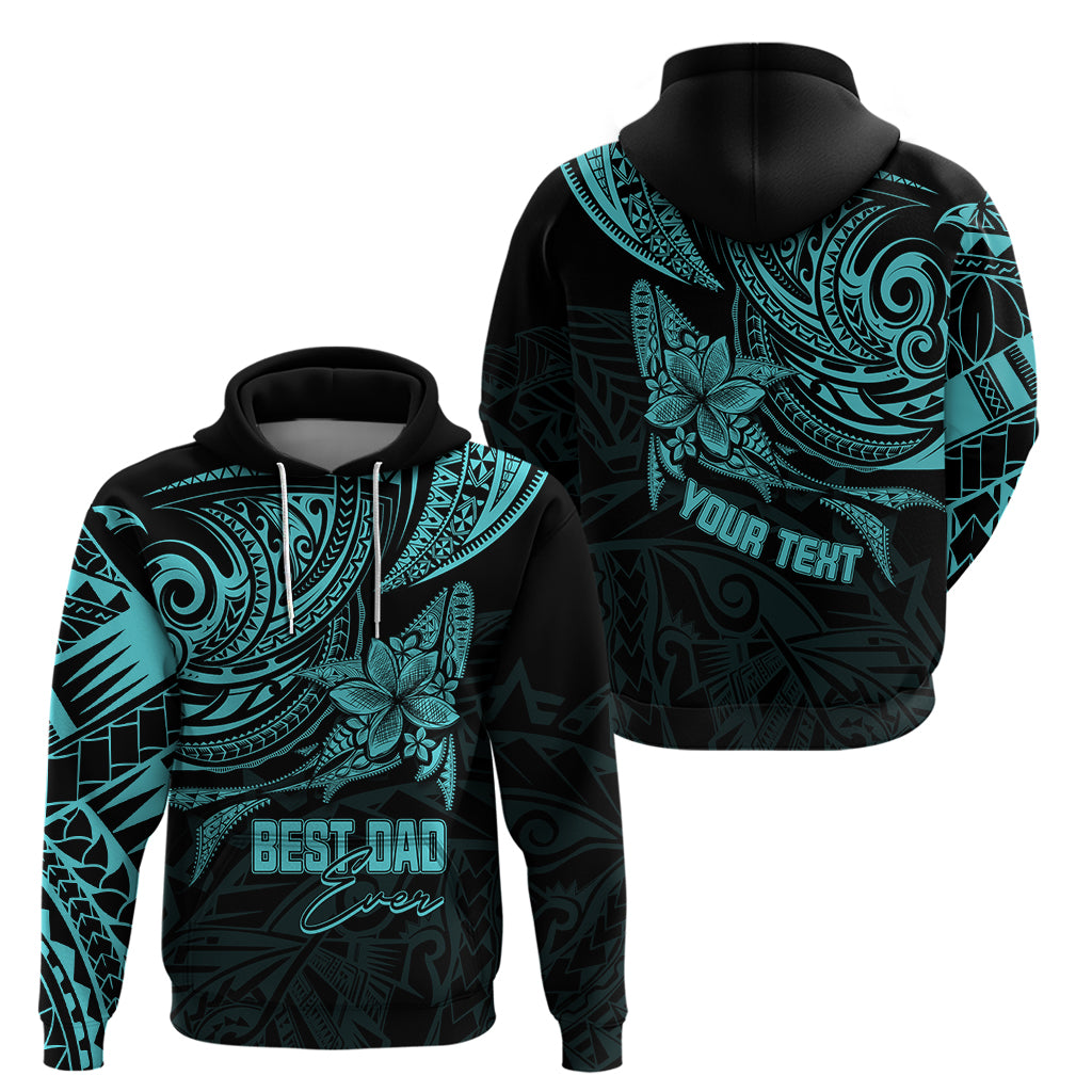 Personalised Father's Day Polynesian Hoodie Best Dad Ever - Turquoise LT7