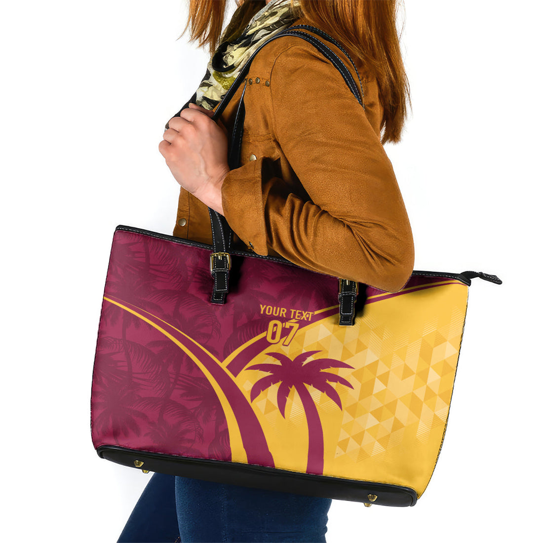 West Indies Cricket World Cup 2024 Leather Tote Bag Tropical Style LT7