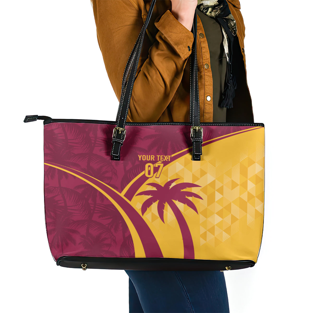 West Indies Cricket World Cup 2024 Leather Tote Bag Tropical Style LT7