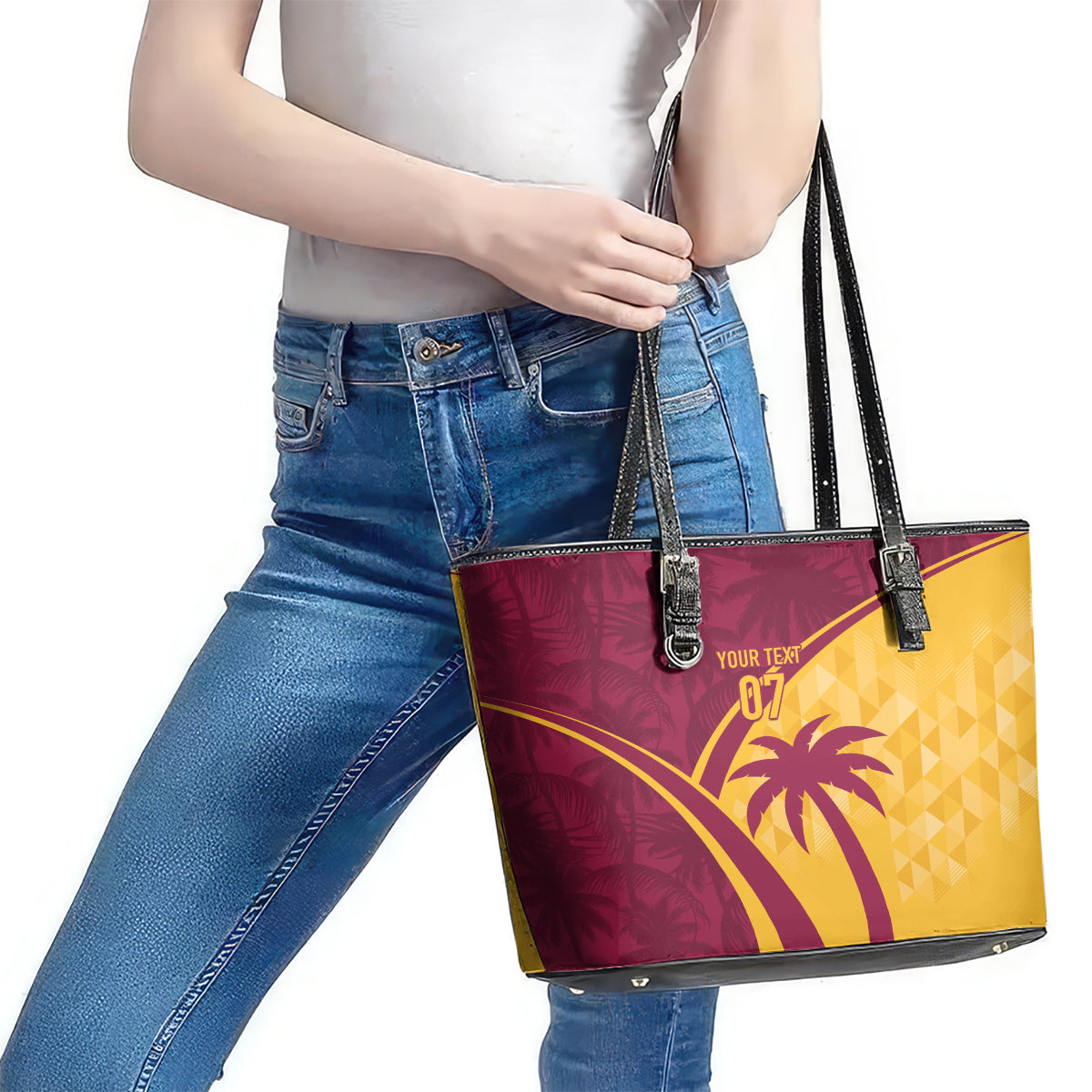 West Indies Cricket World Cup 2024 Leather Tote Bag Tropical Style LT7