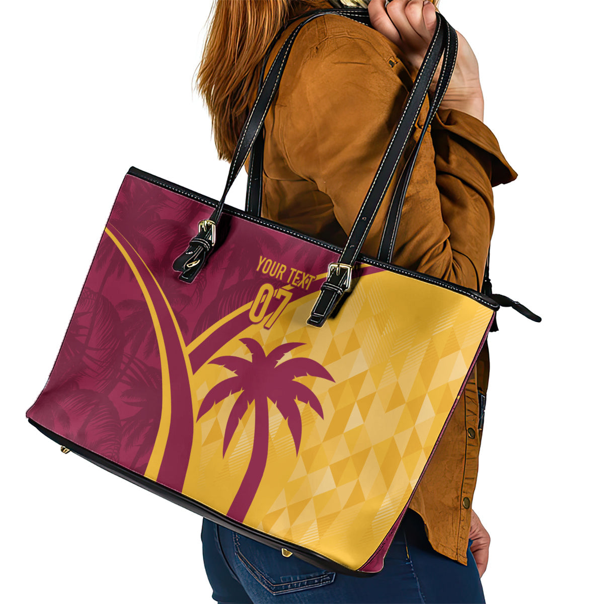 West Indies Cricket World Cup 2024 Leather Tote Bag Tropical Style LT7