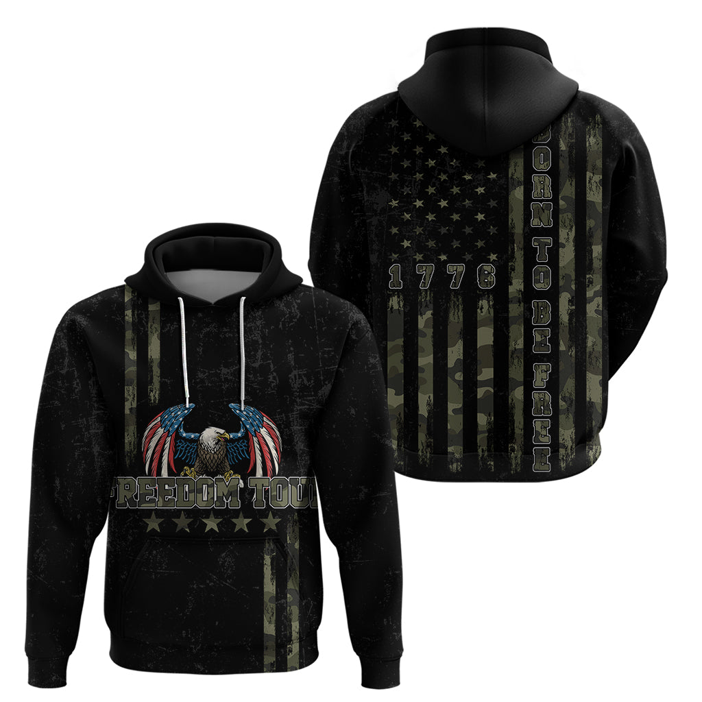 USA Bald Eagle Freedom Tour 1776 Born To Be Free Hoodie Camouflage Style LT7