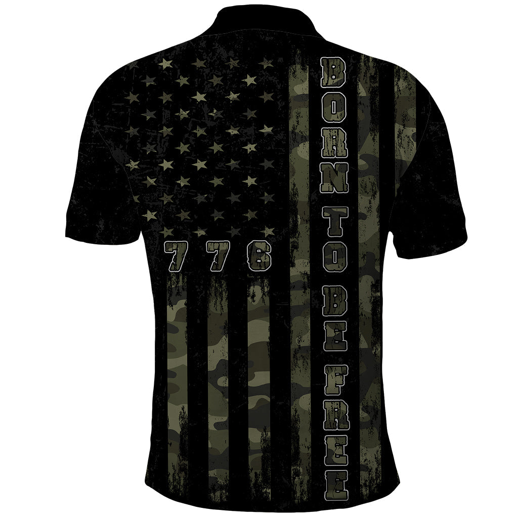 USA Bald Eagle Freedom Tour 1776 Born To Be Free Polo Shirt Camouflage Style LT7