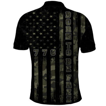 USA Bald Eagle Freedom Tour 1776 Born To Be Free Polo Shirt Camouflage Style LT7