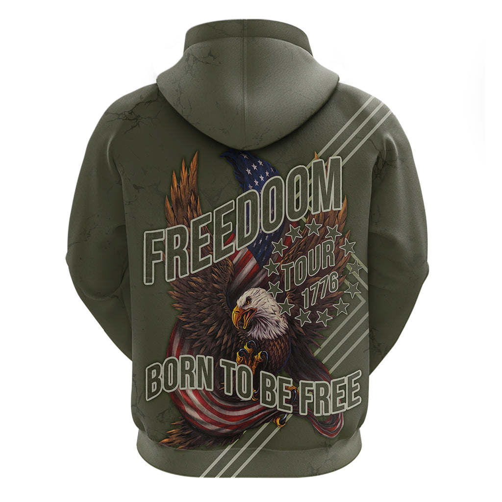 USA Bald Eagle Freedom Tour 1776 Born To Be Free Hoodie Olive Grunge Style LT7