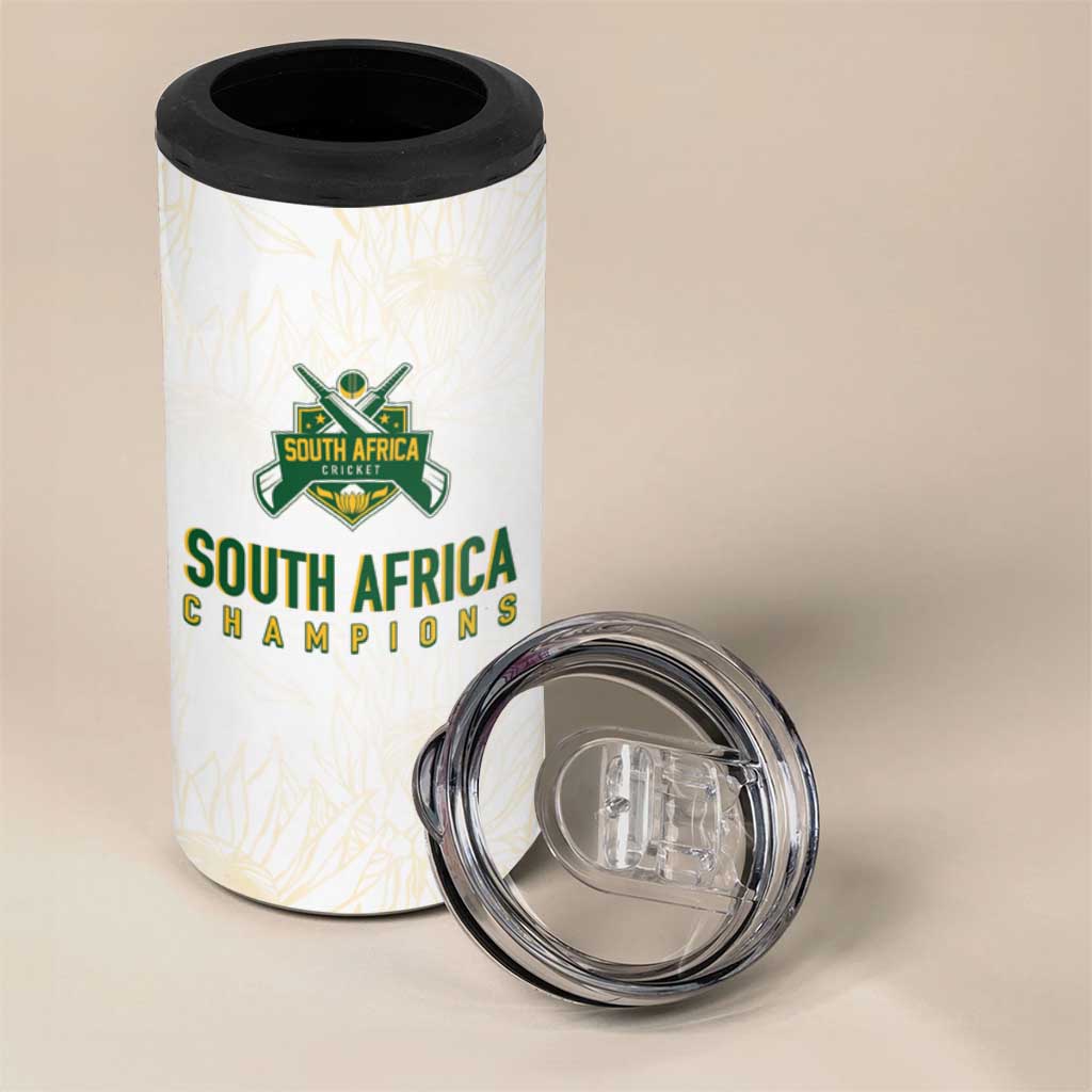 Custom South Africa Cricket Champion 4 in 1 Can Cooler Tumbler Gold Proteas - All White LT7