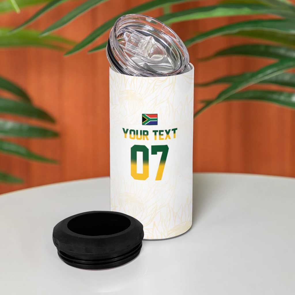 Custom South Africa Cricket Champion 4 in 1 Can Cooler Tumbler Gold Proteas - All White LT7