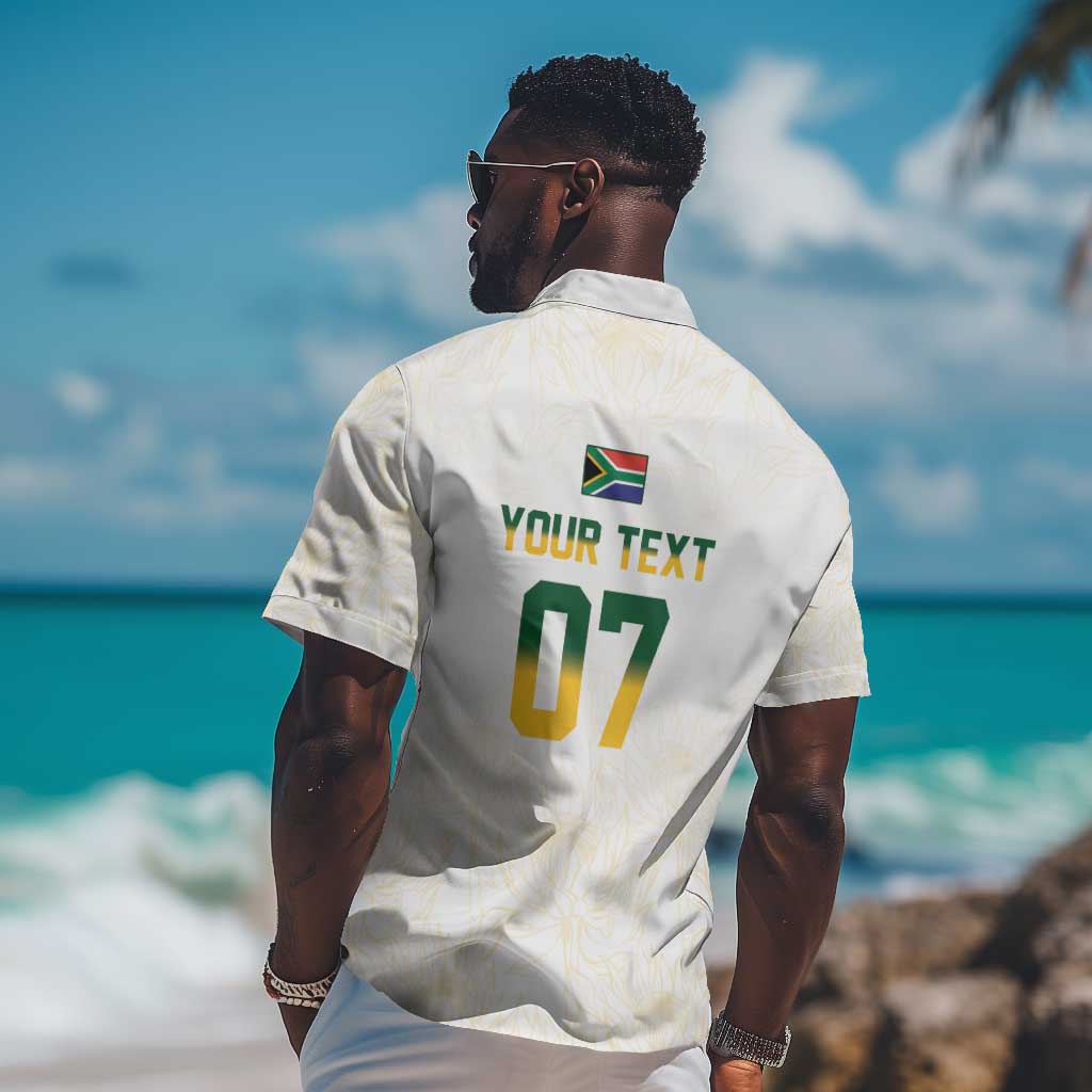 Custom South Africa Cricket Champion Hawaiian Shirt Gold Proteas - All White LT7
