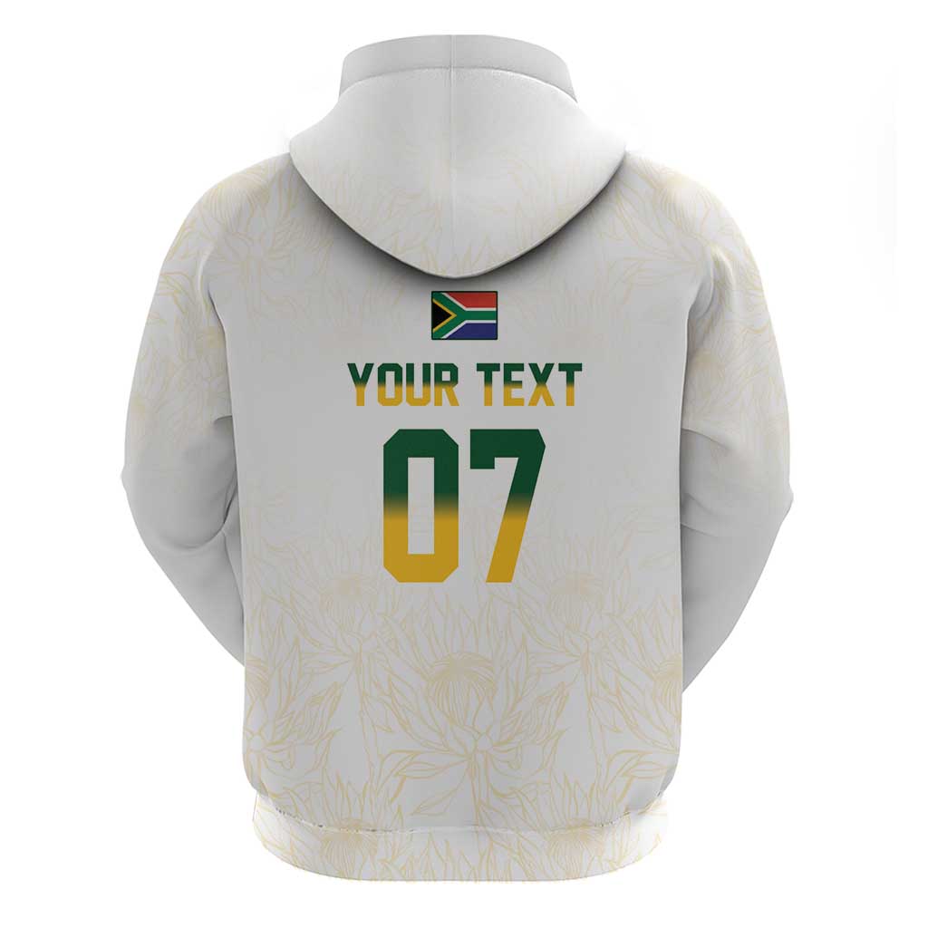 South Africa Cricket Champion Custom Hoodie Gold Proteas - All White LT7