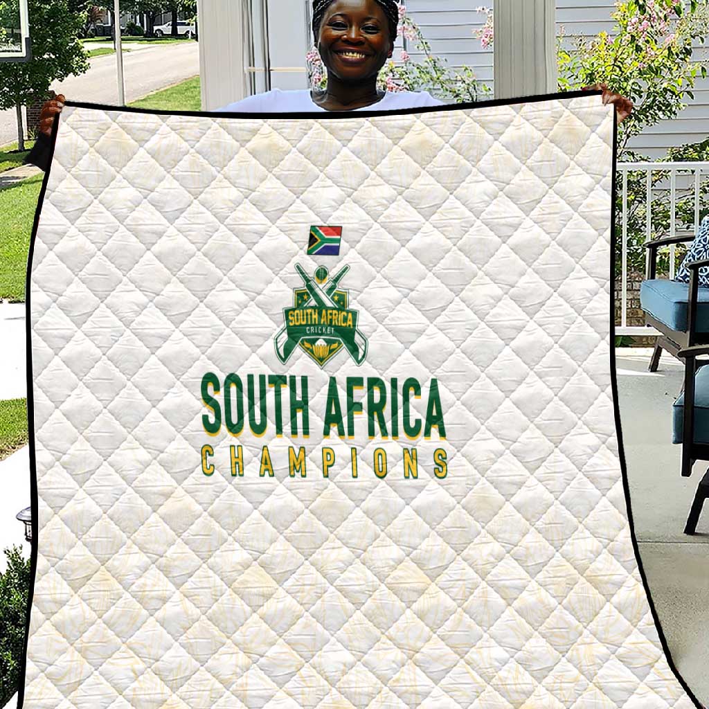 South Africa Cricket Champion Quilt Gold Proteas - All White LT7