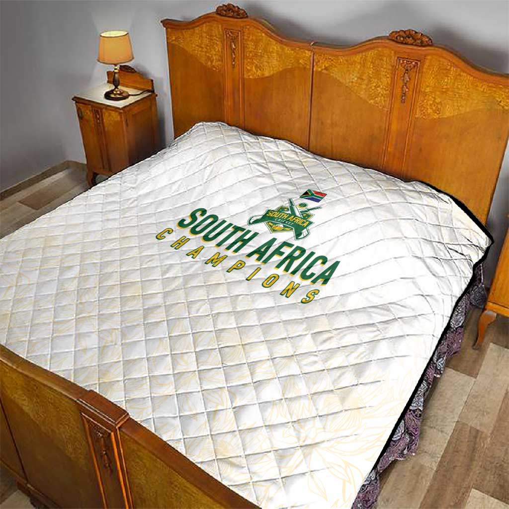 South Africa Cricket Champion Quilt Gold Proteas - All White LT7