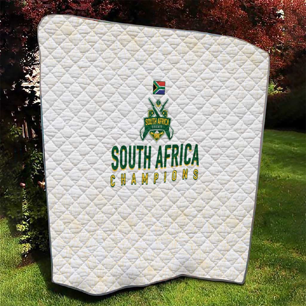 South Africa Cricket Champion Quilt Gold Proteas - All White LT7