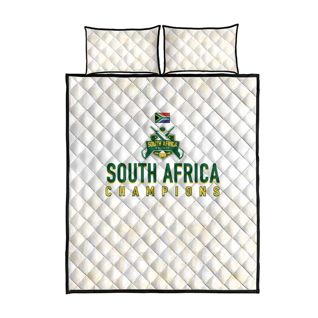 South Africa Cricket Champion Quilt Bed Set Gold Proteas - All White LT7