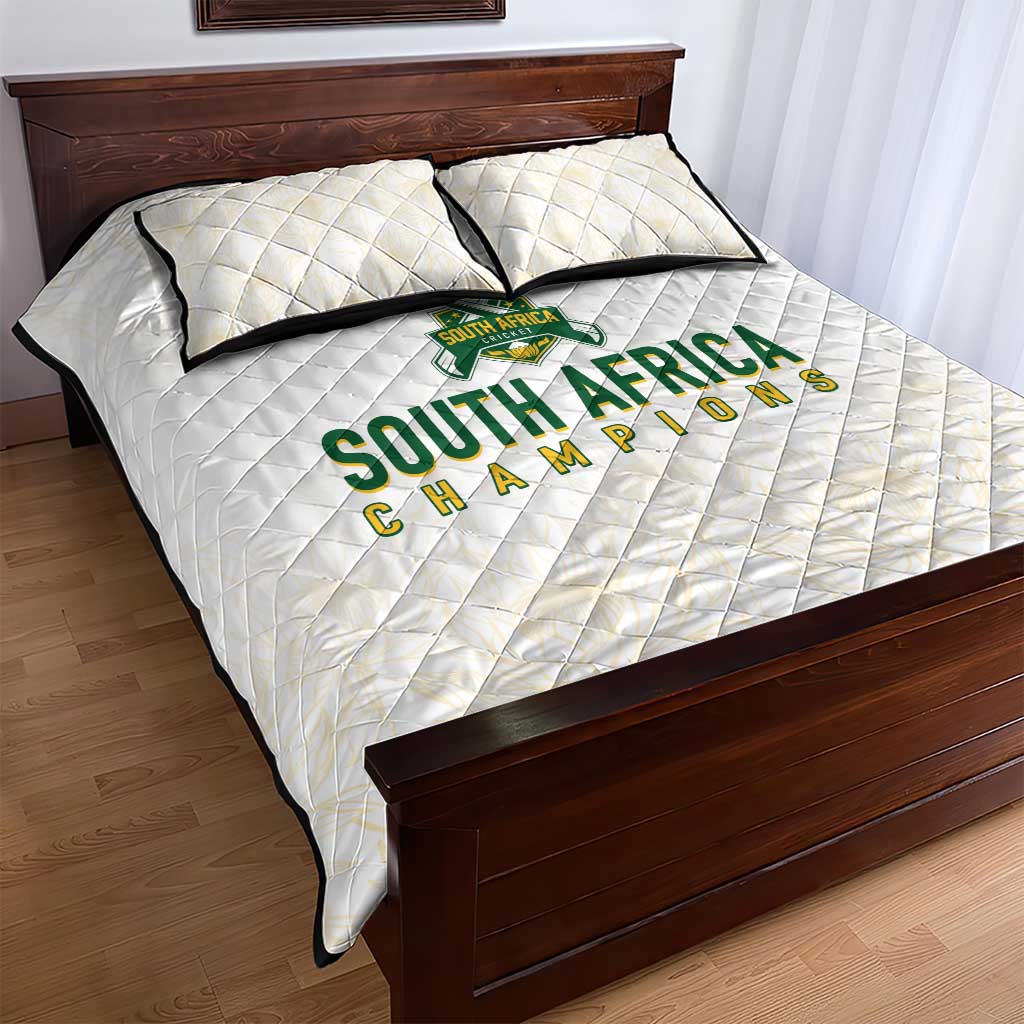 South Africa Cricket Champion Quilt Bed Set Gold Proteas - All White LT7