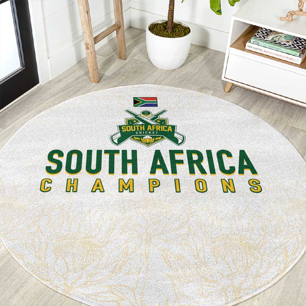South Africa Cricket Champion Round Carpet Gold Proteas - All White LT7