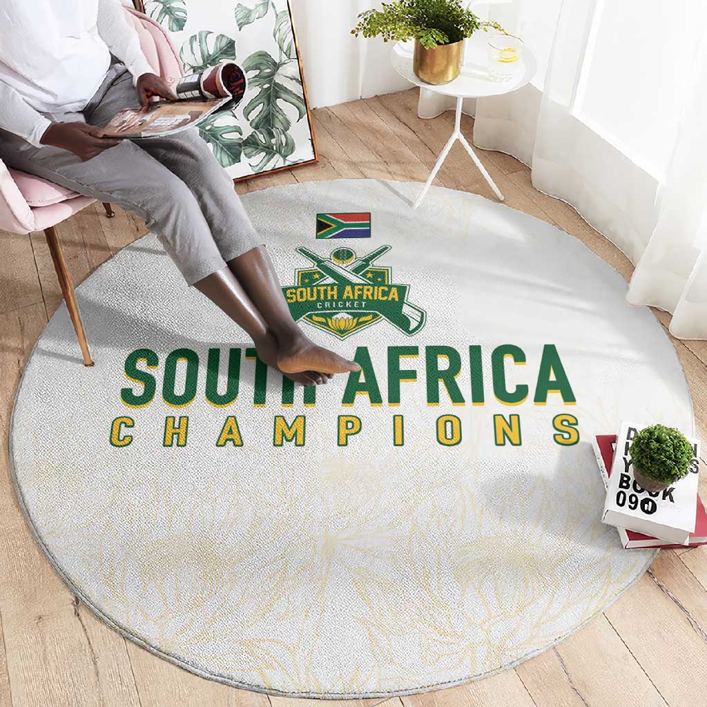 South Africa Cricket Champion Round Carpet Gold Proteas - All White LT7