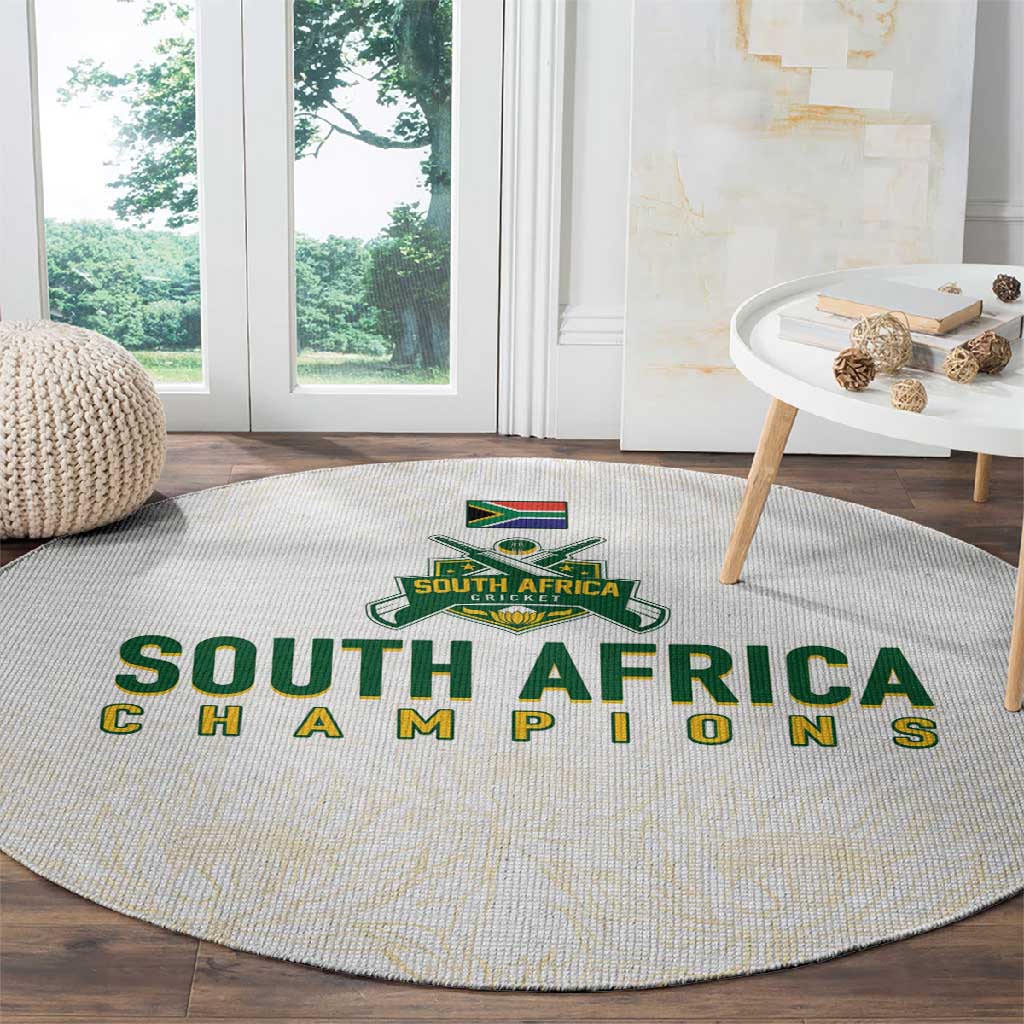 South Africa Cricket Champion Round Carpet Gold Proteas - All White LT7
