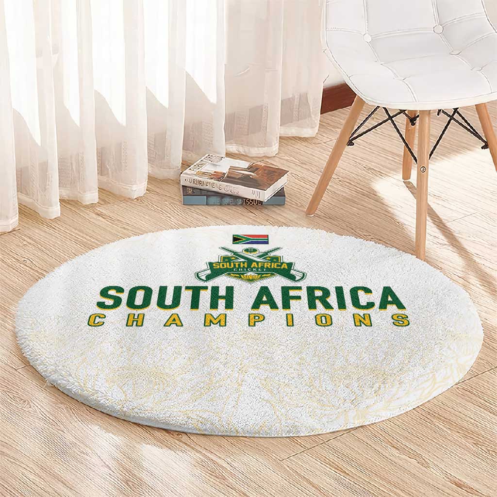 South Africa Cricket Champion Round Carpet Gold Proteas - All White LT7