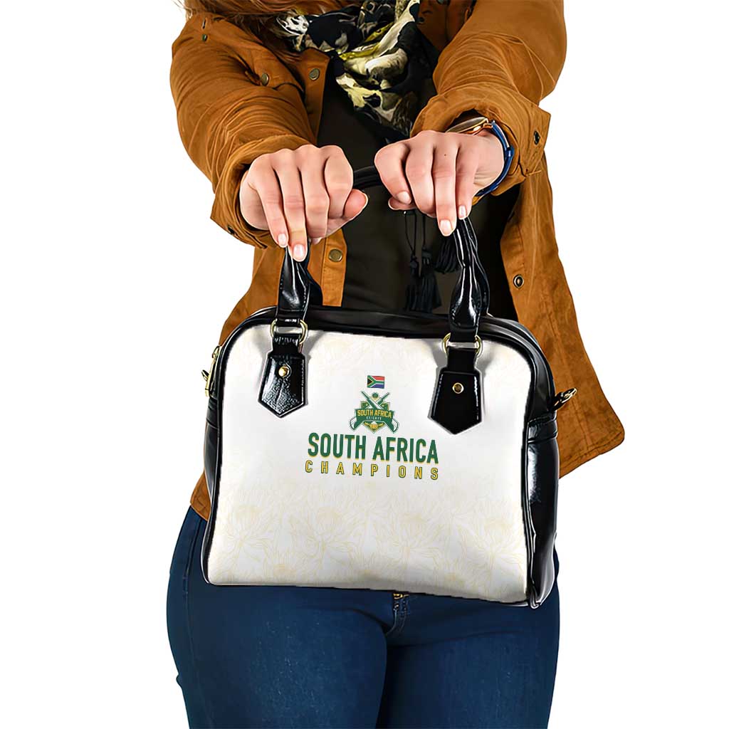 South Africa Cricket Champion Shoulder Handbag Gold Proteas - All White LT7