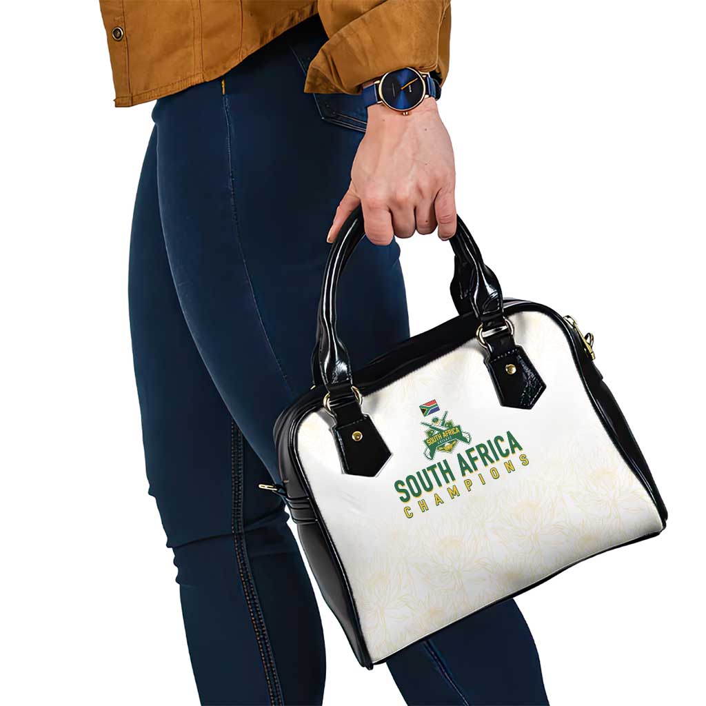 South Africa Cricket Champion Shoulder Handbag Gold Proteas - All White LT7