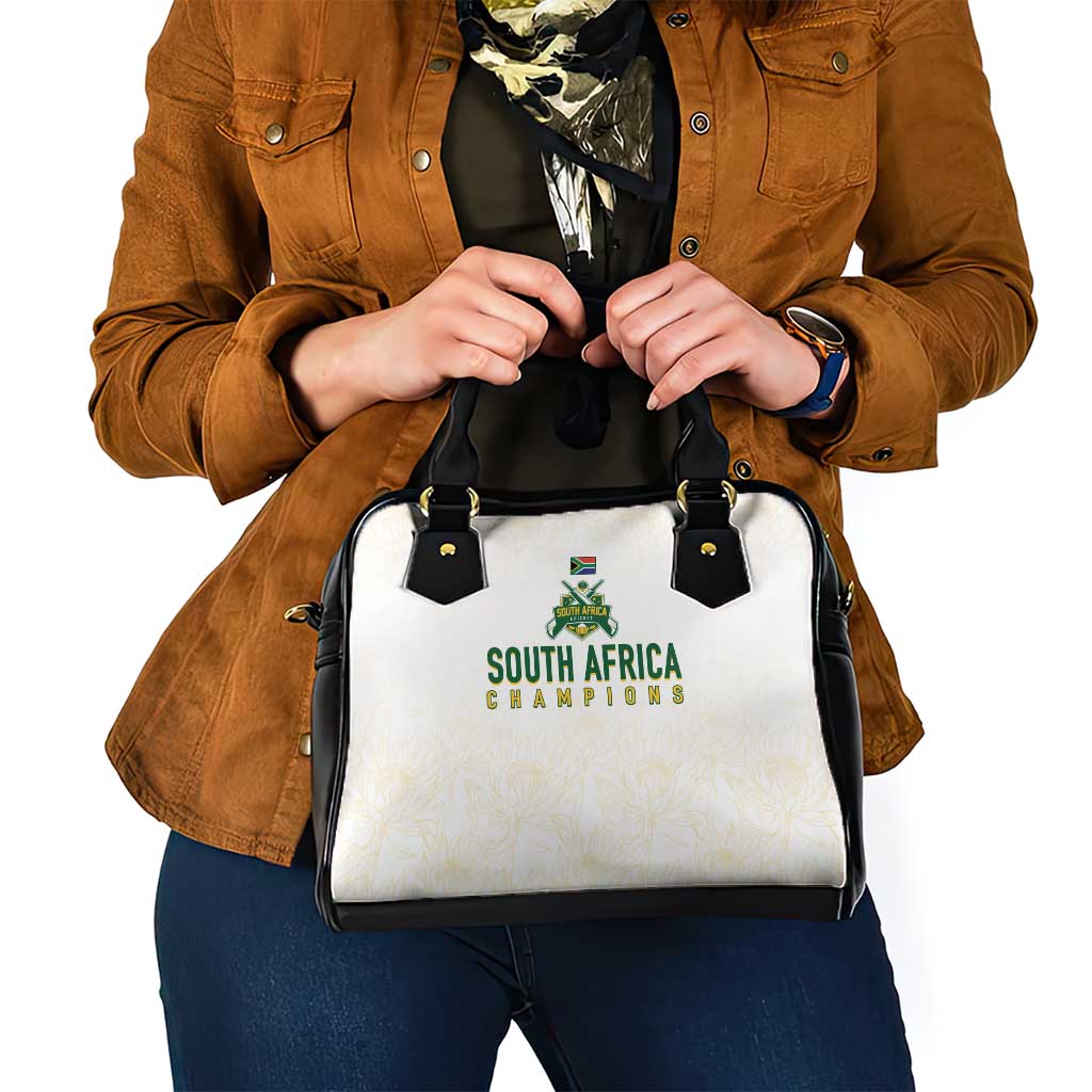 South Africa Cricket Champion Shoulder Handbag Gold Proteas - All White LT7