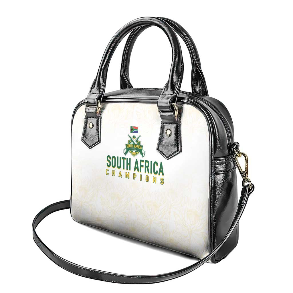 South Africa Cricket Champion Shoulder Handbag Gold Proteas - All White LT7